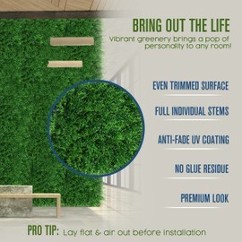 Houseables Artificial Leaves Panels, Backyard Grass Privacy Fence, Fern, 20” x 20”, 12 Pack, Green, Plastic, Outdoor Greenery Screen, Faux Plant Wall Backdrop, Garden Tile Decor, Fake Hedges