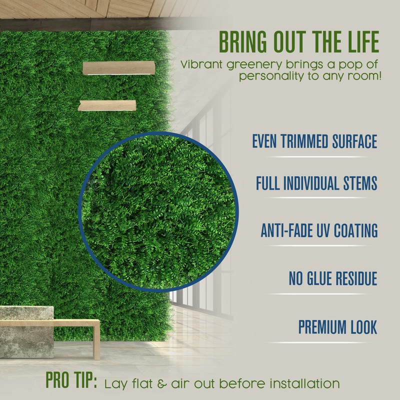 Houseables Artificial Leaves Panels, Backyard Grass Privacy Fence, Fern, 20”