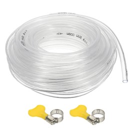 PATIKIL PVC Vinyl Tubing, 1/4" ID x 5/16" OD Flexible Clear Plastic Tube with 2 Hose Clamps, Hose Line Pipe for Multipurpose Industrial Vinyl Aquarium, 33FT