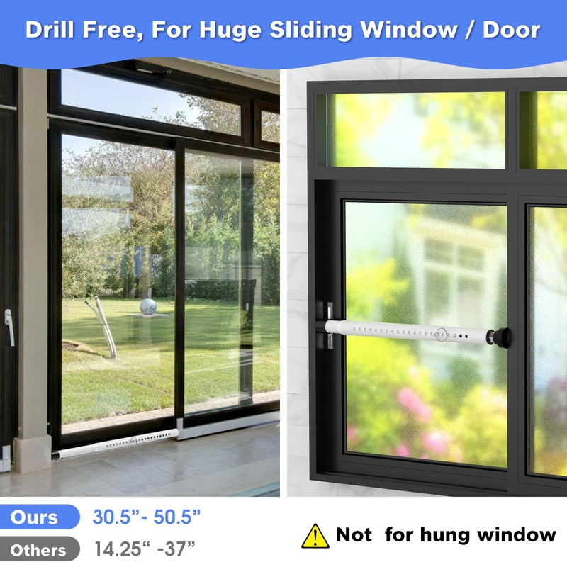 Sliding Door Security Bar,2Pcs 16 to 51 Inch Inside Sliding