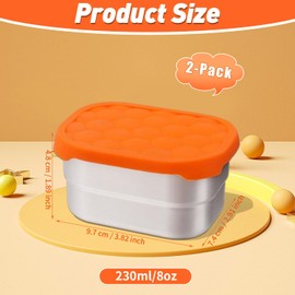 Huipalon 2 Pack Snack Pots Snack Containers 8oz Small Food Containers with Lids 304 Stainless Steel Snack Pots with Lids for Travel Camping Picnic (230ml)