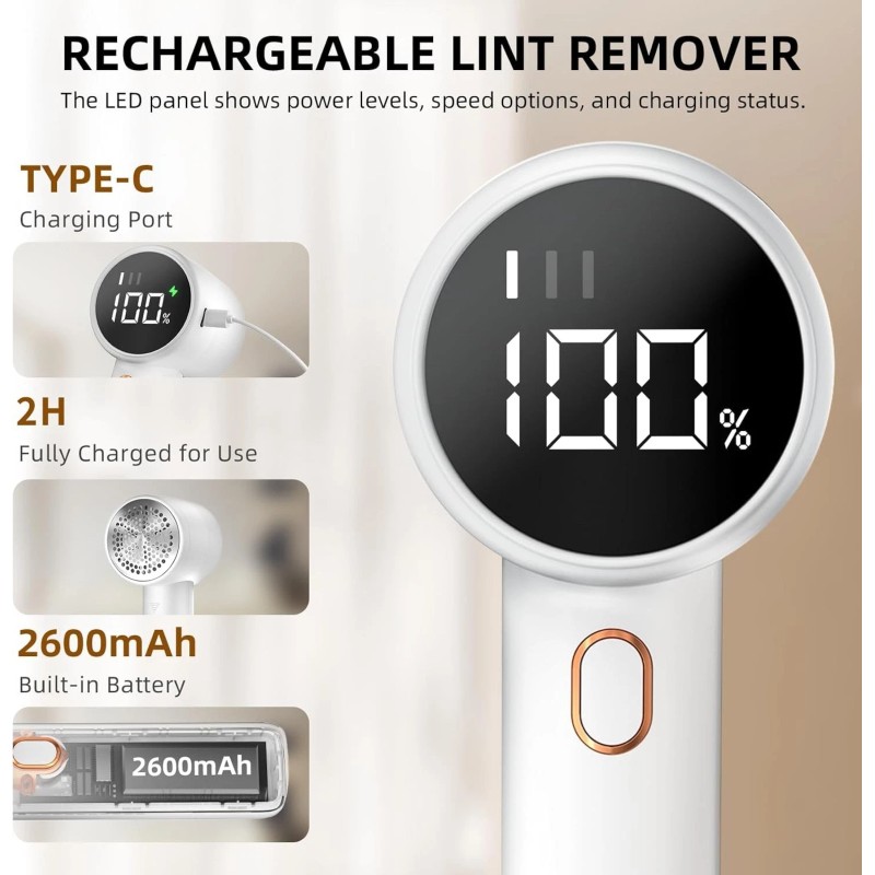 Peiyuu Fabric Shaver, Lint Remover Rechargeable, Electric Portable Sweater Defuzzer