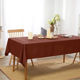 ANPTGHT Brown Rectangle Tablecloth 60 x 102 Inch 6 Foot 210 GSM Stain&Water Wrinkle Resistant Washable Fabric Table Cloth for Dining Table Buffet Parties Outdoor Picnic Camping Kitchen