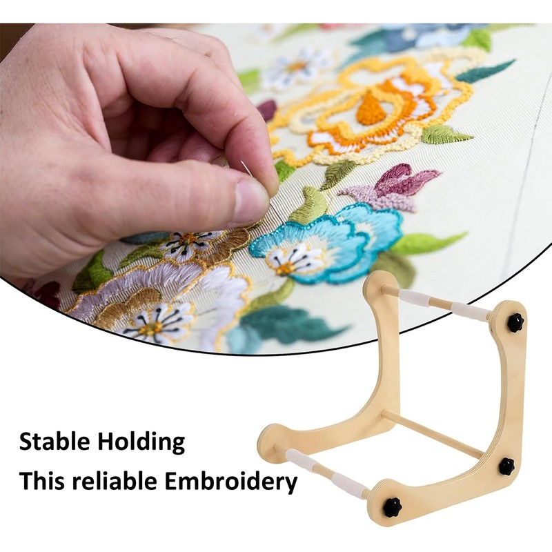 Adjustable Embroidery Stand - Wood Embroidery Hoop Stand & Cross