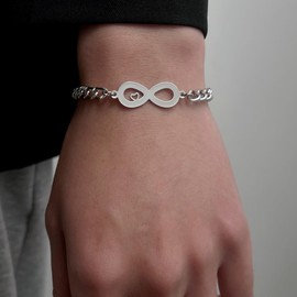 Heart Charm Link Bracelet for Women Silver Fashion Adjustable Sliver Plated 8 Character Bracelet Valentines Mother'S Day Dainty Jewelry Gift (606-8 Character Bracelet)