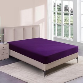 WEAVERS: Extra Deep Fitted Sheet - Super Soft Luxurious Microfiber, 40cm Deep Pockets, Elasticized design that ensures a snug fit. (Colour Purple Size King)