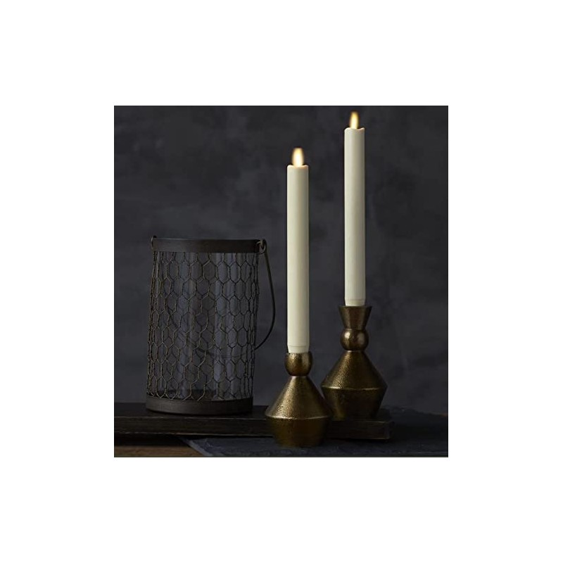 Luminara Flickering Flameless Ivory Taper Candles - Warm LED Light