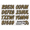 STIFFIE Whipline Solid Metallic Gold/Black 3" Alpha-Numeric Registration Identification Numbers