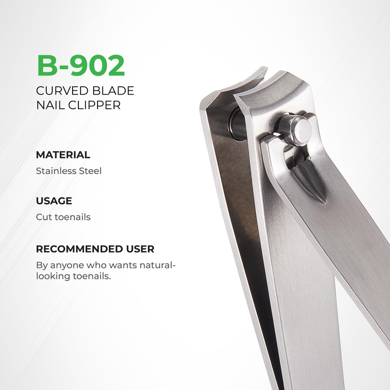 Curve Blade Nail Clipper - B-902 (Stainless Steel) | Large