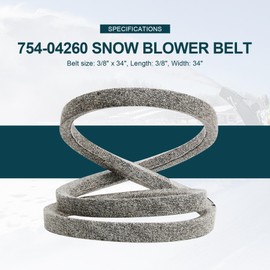 Honoyam 754-04260 954-04260 Auger Drive Belt Two-Stage Snowblowers Replacement 3/8" X34" for MTD Cub Cadet 524WE 526SWE 528SW 528SWE 530SWE Toro 99-1597, for MTD Most 700 Series (2 Pack)