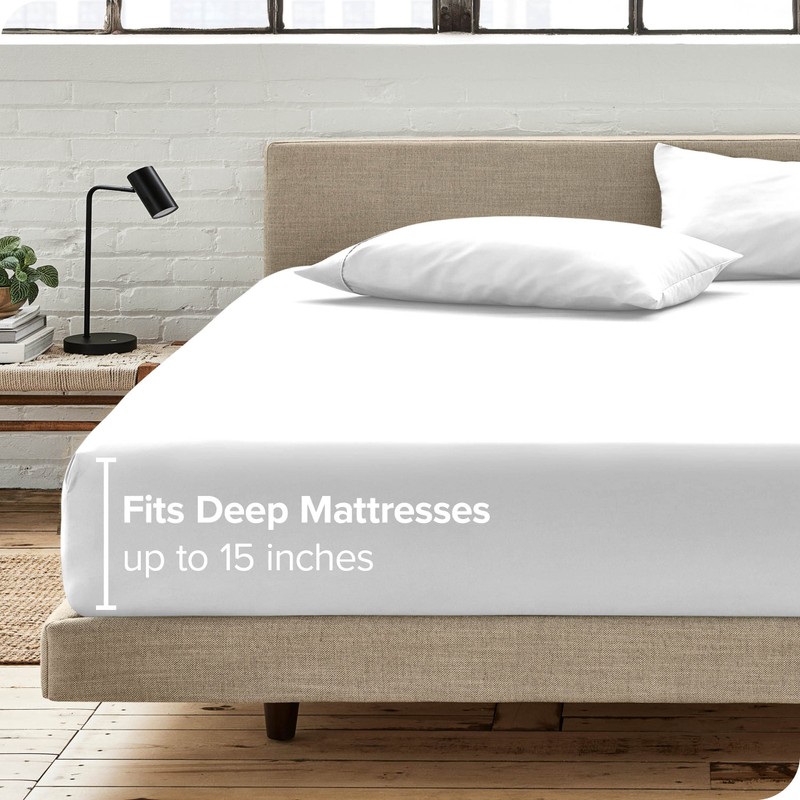 Bare Home ボックスシーツ プレミアム マイクロファイバー 1800ウルトラソフト キング ホワイト 641022746080