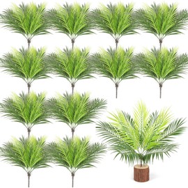 Artificial Palm Plants Leaves Imitation Palm Tree Leaves Fake Leaves Decor Greenery Faux Tropical Plants Faux Jungle Plants Palm Fronds for Home Garden Hawaiian Party Jungle Party Decor (12 Pieces)