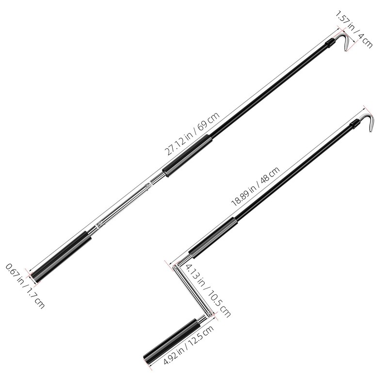 Cabilock Exterior Roller Shade Metal Crank Wand Pole with Hook,