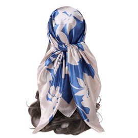 FAIRYGATE Schal Damen Blau Seiden Quadrat Schal Damen Tücher Stolen Hochwertiges Seidentuch Seidenschal Halstuch Stola Kopftücher 76024