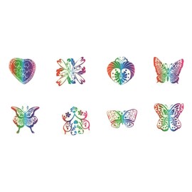 Rainbow Glitter Tattoos (8 Tattoos, 8 Styles; 1.5" Each)