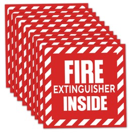 10 PackFire Extinguisher Inside Label, Fire Extinguisher Inside Signs Stickers for Cars, Trailers, Rv's, Trucks and Vehicles, Self Adhesive Vinyl Safety Label 2.7X2.7 Inch