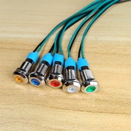 Gebildet 5pcs 8mm 3V-4.5V-5V-6V-7.5V-9VDC LED Metal Indicator Light Waterproof Signal Lamp Pilot Dash Directional Car Truck Boat with Wire(Red/Orange/Blue/Green/White)