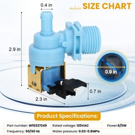 UPGRADED W10327249 W10327250 W11175771 Dishwasher Water Inlet Valve Fit for Whirlpool,Kenmore,KitchenAid,Amana Dishwasher Parts Replaces W10195047 W10316814 W11130743 Dish-washer Parts Replacement