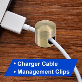 HINZIC 3Pcs Cable Anchors for Desk Organization, Metal Cord Management, Adhesive Wire Holder, Adjustable Phone Charger Clip for Nightstand Desktop Wall Office Home