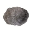 Mens Grey Hair Piece Dark Brown Toupee Mixed Grey 3#