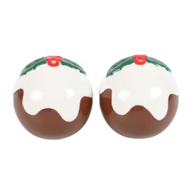 Christmas Pudding Salt and Pepper Shakers - Festive Ceramic Holiday Tableware, Perfect for Adding Seasonal Cheer to Your Dining Experience - Unique Christmas Pudding Design, Great Gift Idea