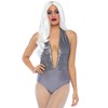 Leg Avenue Women's Shimmer Sequin Halter Adult Costumes, Grey, M,