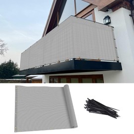 TANG - Valla de privacidad para balcón, 2.5 x 15 pies, color gris, 200 g/m², cubierta de privacidad para exteriores, resistente a la intemperie, para patio, departamento, terraza, porche, patio