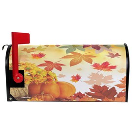 Wamika Sunflower Maple Leaves Pumpkin Autumn Fall Flowers Mailbox Covers Large Happy Thanksgiving Day Harvest Welcome Fall Yall Magnetic Mail Cover Letter Post Box Oversized 25.5" L X 21" W