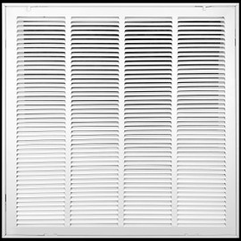 20"W x 20"H [Duct Opening Measurements] Steel Return Air Filter Grille [Fixed Hinged] for 1-inch Filters, Vent Cover Grill for Sidewall and Ceiling, White, Outer Dimensions: 22 5/8"W X 22 5/8"H