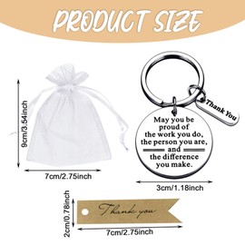 AYNKH 6 Sets Thank You Keychain Gifts, Bulk Appreciation Gifts Inspirational Keyring with Cards Bags for Coworkers Bosses Teachers, Party Birthday Wedding Christmas Farewell Gifts