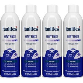 Laundry Starch Spray, Faultless Heavy Spray Starch 20 oz Cans for a Smooth Iron Glide on Clothes & Fabric Even Spray, Easy Iron Glide, No Reside (Pack of 4)