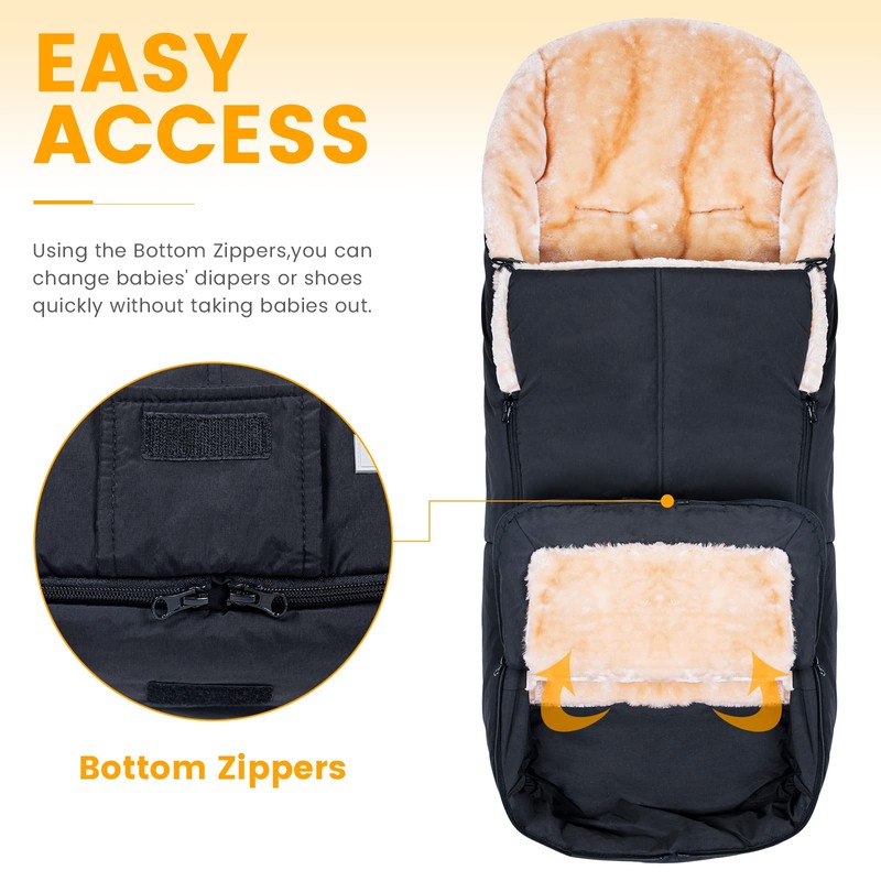 Orzbow Stroller Footmuff Universal | Faux Wool Baby Bunting Bag