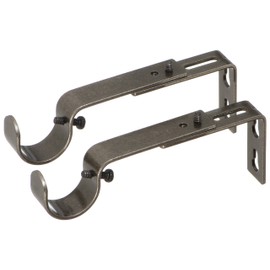 Ivilon Adjustable Brackets for Curtain Rods - for 1 or 1 1/8 Inch Rods. Set of 2 - Pewter
