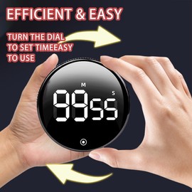 Digital Kitchen Timers, Visual timers Large LED Display Rotary knob Countdown for Classroom Cooking Fitness Baking Studying Teaching, Use Simple Method