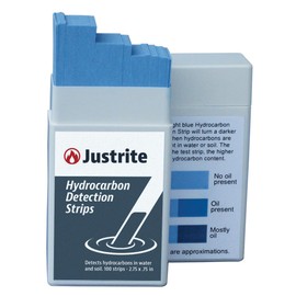 Justrite Hydrocarbon Test Strips for Oil and Water, 2.75" x 0.75" Instant Results, Pack of 100, Blue, 26486