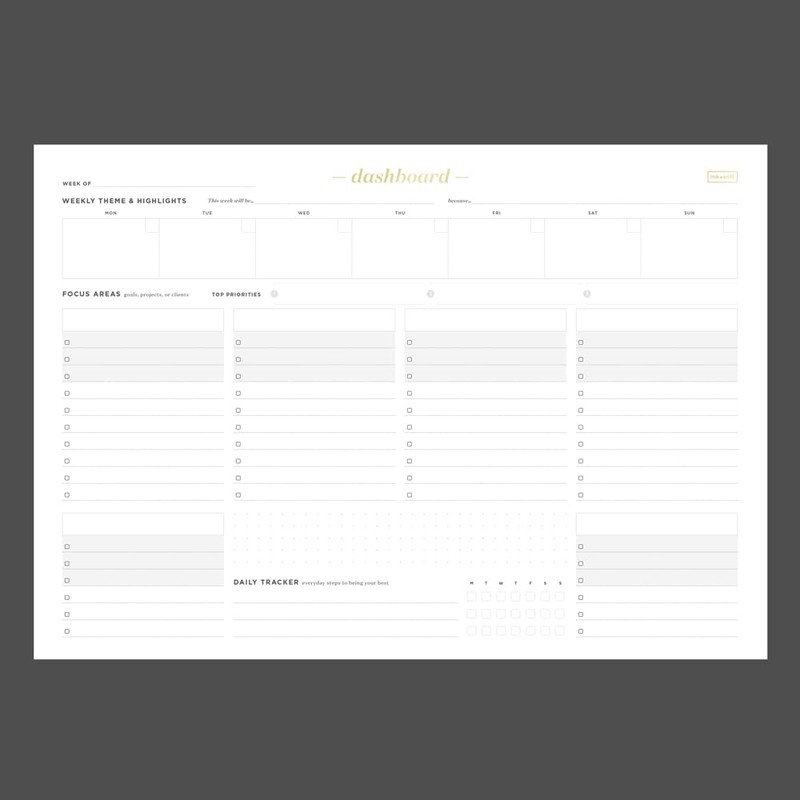 Ink+Volt Dashboard Deskpad | Undated Weekly Planner Notepad with 52