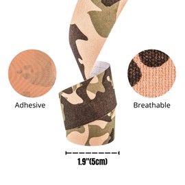 Kinesiology Tape 5CM*5M, Cotton Elastic Athletic Tape Uncut, JOMWEN Latex Free, Water Resistant Rock Tape KT Tape for Muscles, Physical Therapy，Stays on for Several Days (Green Camou)
