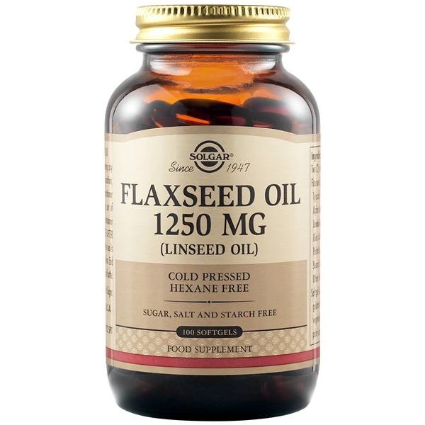 SOLGAR FLAXSEED OIL 1250MG, COLD PRESS LINSEED OIL. FOR THE