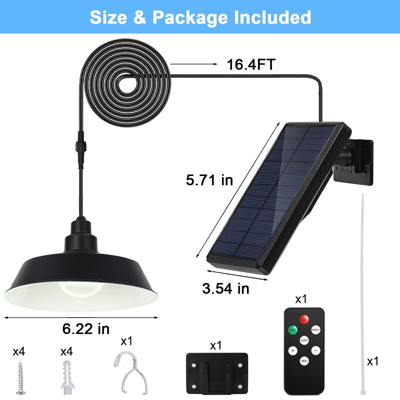 GUYULUX Solar Pendant Lights Outdoor, Solar Shed Light with 360°