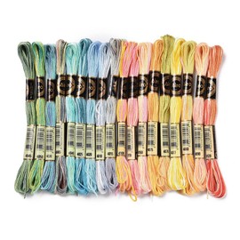 CABODYALS 18 Skeins 144M Rainbow Color Cross Stitch Floss Embroidery String 6 Strands Colorful Polyester Friendship Bracelet Needlepoint Yarn Thread for Sewing Bracelet Making Knitting Art Craft