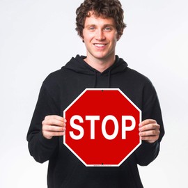 Stop Sign, Street Stop Sign, 12x12 Inches, 55 mil thick HDPS (high density polystyrene), Made in USA