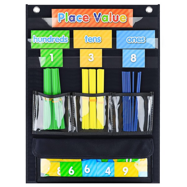 Eamay Counting Caddy & Place Value Pocket Chart for Classroom