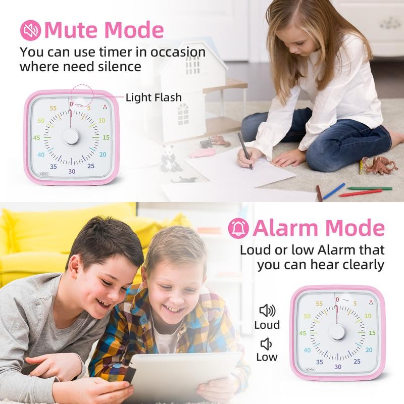 60 Minute Visual Timer with Protective Case, Rainbow Disk Countdown