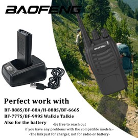 BAOFENG 2 Pack BF-888S Charger USB Plug Adapter Replacemeny for BF-777S Walkie Talkie for Adult Two Way Radio Charger Dock with Indicator Accessories, Black
