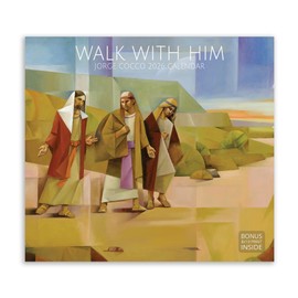 Altus Fine Art 2026 Christian Wall Calendar, Walk with Him by Jorge Cocco, Modern Cubism-Inspired Jesus Christ Art, 13.25x24 Inch, Bible Verses, Altus Fine Art