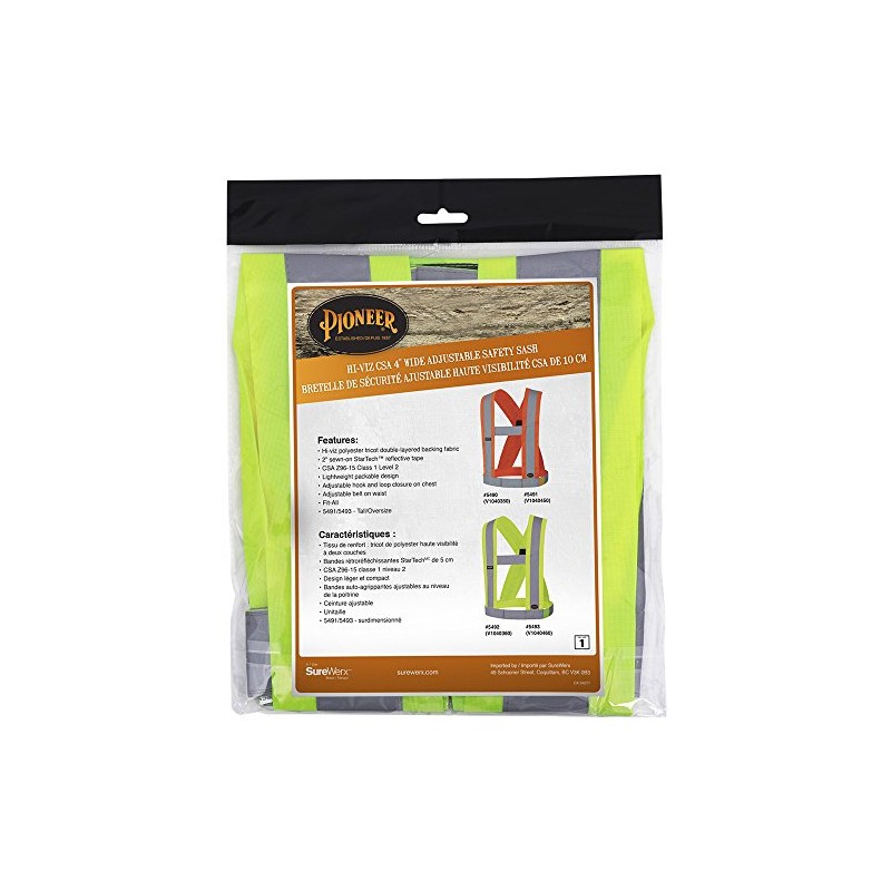 Pioneer 4-Inch Wide Adjustable Lightweight High Visibility Safety Sash, Reflective