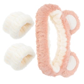 Healeved 1 Set Headband And Wristband: Spa Wrist Water Catcher - Bear Ears Headband For Face Mask Application Skincare Routine And Travel