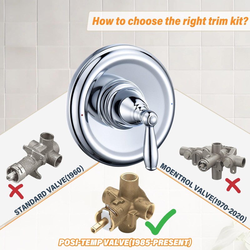 T2151 Pressure Balancing Tub and Shower Valve Trim Kit, Compatible