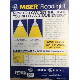 Ge  indoor / outdoor  Par38 "Miser" 120 W watt floodlight floodlamp NOS