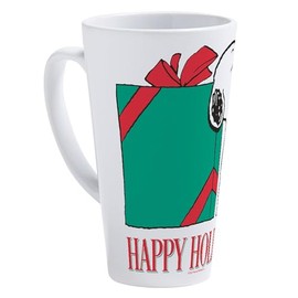 CafePress Snoopy Holiday Present 17 oz Latte Mug
